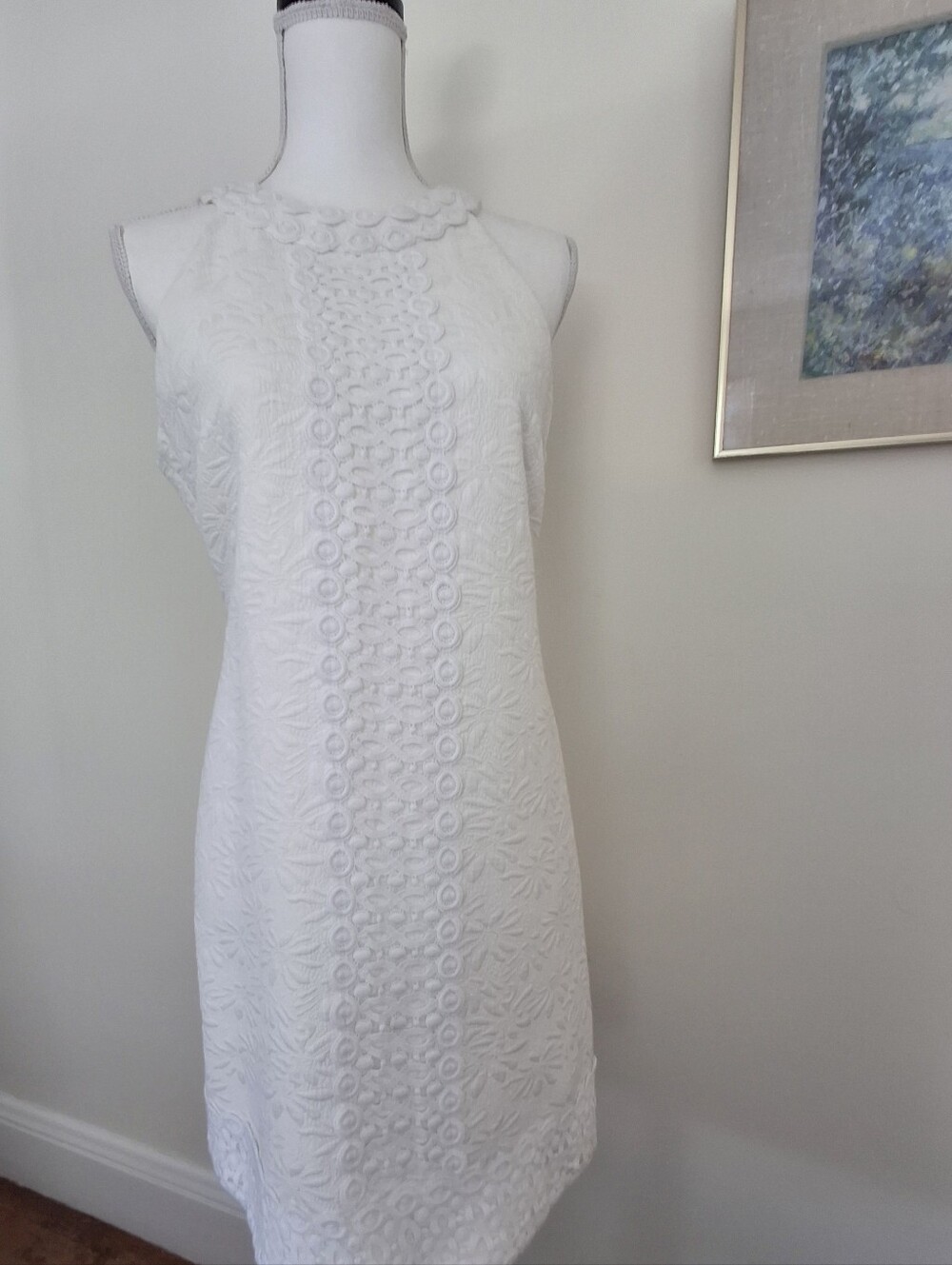 MICHAEL KORS White Sleeveless Embroidered Shift Dress. Size 6.original $165